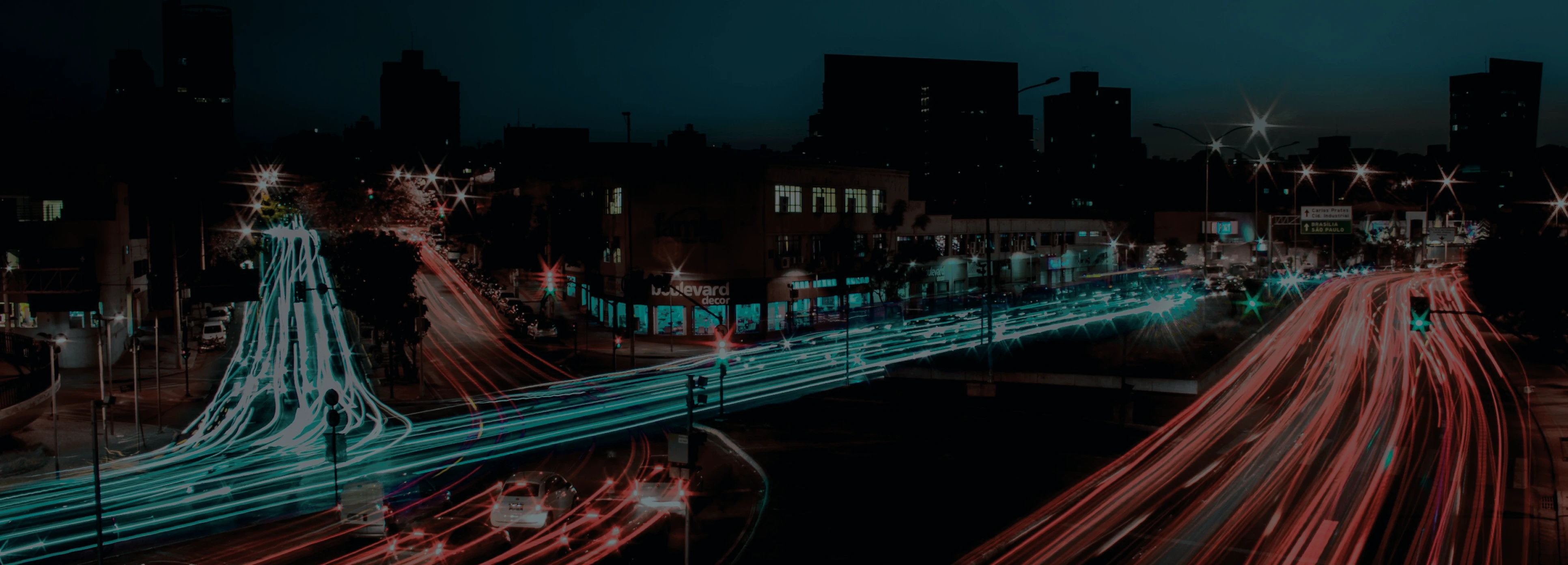 Night city light trails behind the process quote